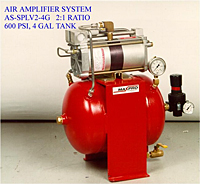 Air Amplifier System, 2:1 Ratio, 600 psi, 4 Gal Tank - AS-SPLV2-4G